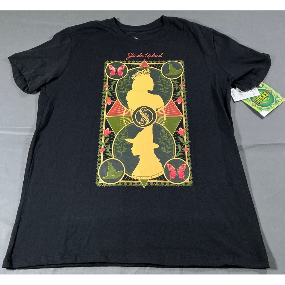 Wicked Movie Glinda Elphaba Graphic Tee Black‎ Cotton Shirt Womens Medium NEW